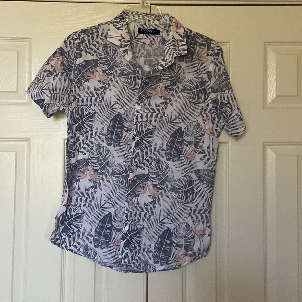 Lyon Palm Tree Flamingo Button-down Shirt